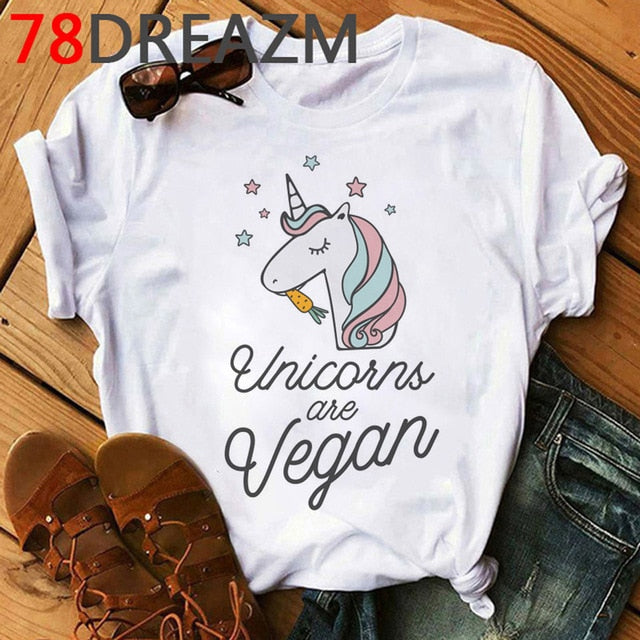 Women's New Vegan Cartoon Casual T-Shirt