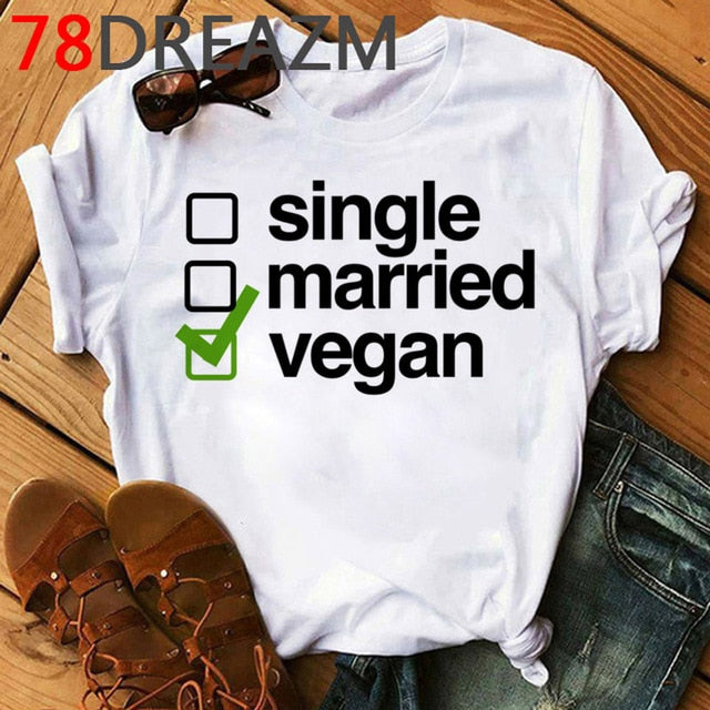 Women's New Vegan Cartoon Casual T-Shirt